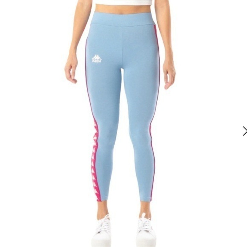NWT Kappa Leggings Small Blue Pink Logo Tape Y2K Athleisure Activewear Women